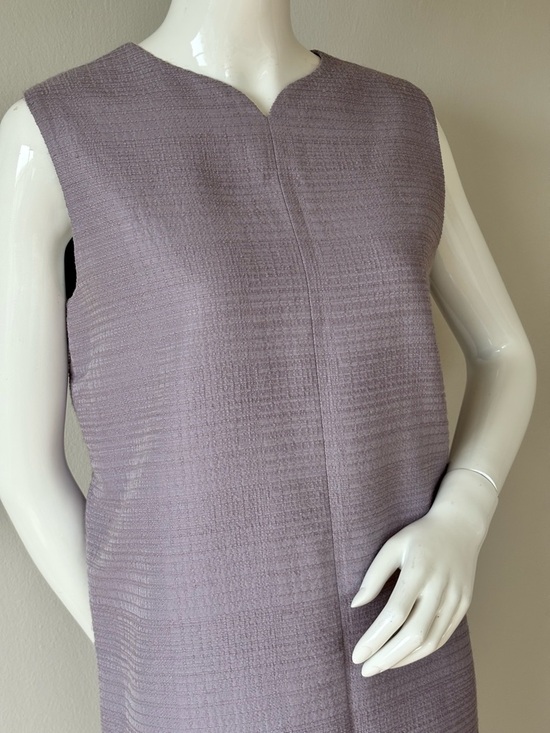 Carolina Herrera Lilac Tweed Shift Dress Minimalist Designer Straight Silhouette - Picture 4 of 6